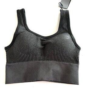 NWT Pursue Fitness Adapt Seamless Sports Bra Padded Stretch Sz XS Dark Gray Gym